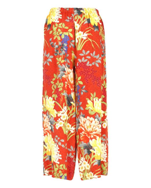 red floral pants