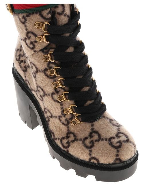 gucci beige wool gg ankle boots