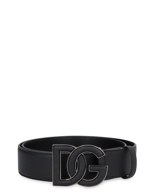 Cintura in pelle di vitello con fibbia di Dolce & Gabbana in Black da Uomo