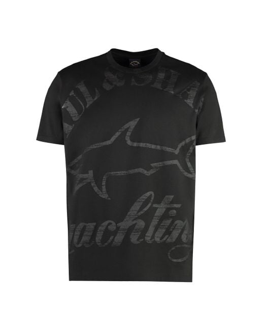 Paul & Shark Black Logo Cotton T-Shirt for men