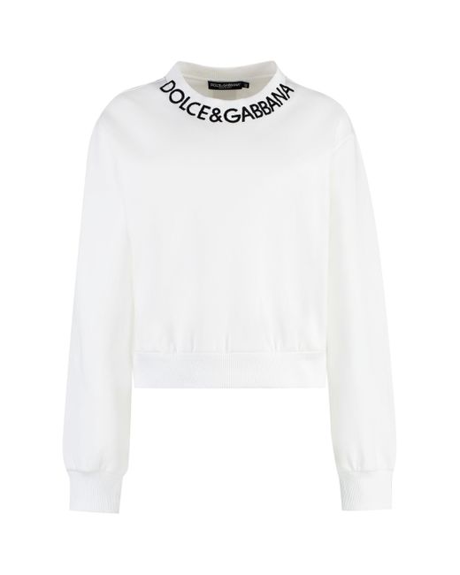 Felpa girocollo in cotone di Dolce & Gabbana in White