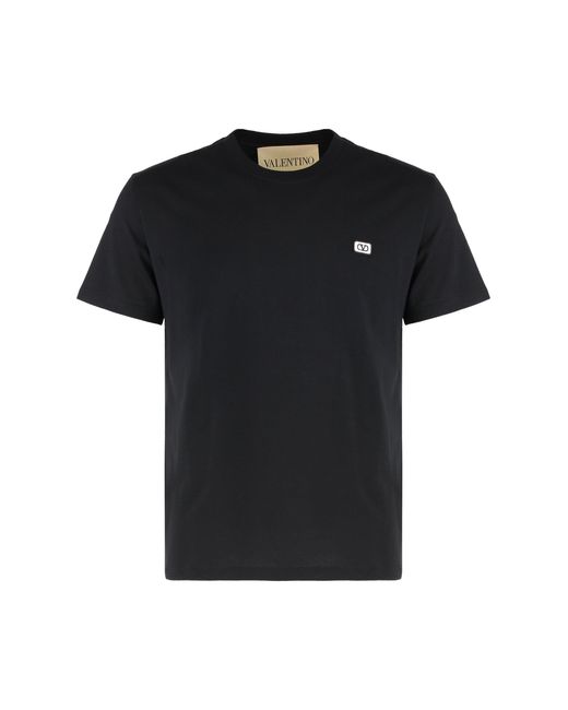 Valentino Garavani Black Cotton Crew-Neck T-Shirt for men