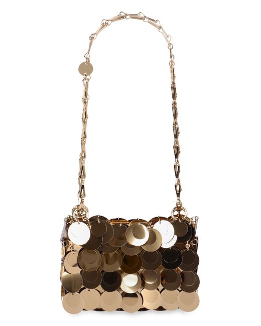 Rabanne White Sparkles Discs Nano Bag