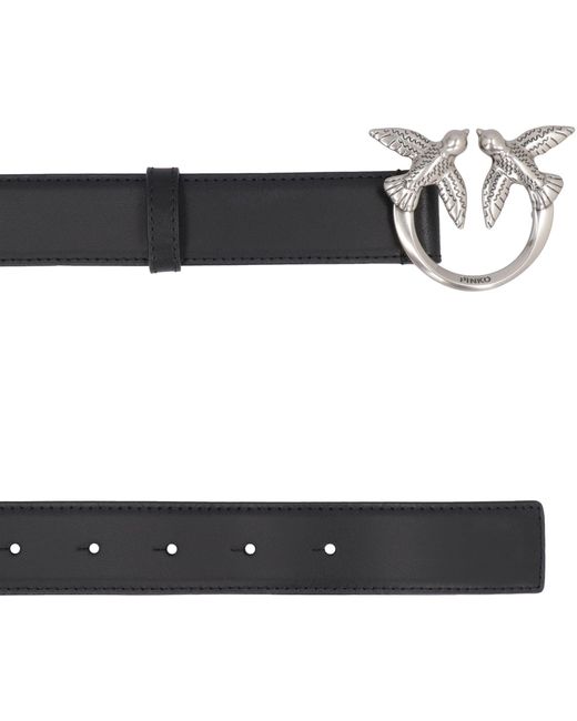 Pinko Black Logo Buckle Leather Belt