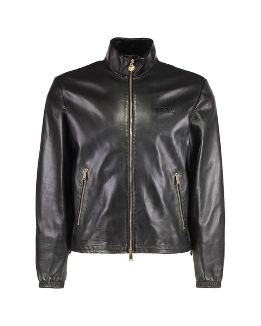 Versace Black Leather Jacket for men