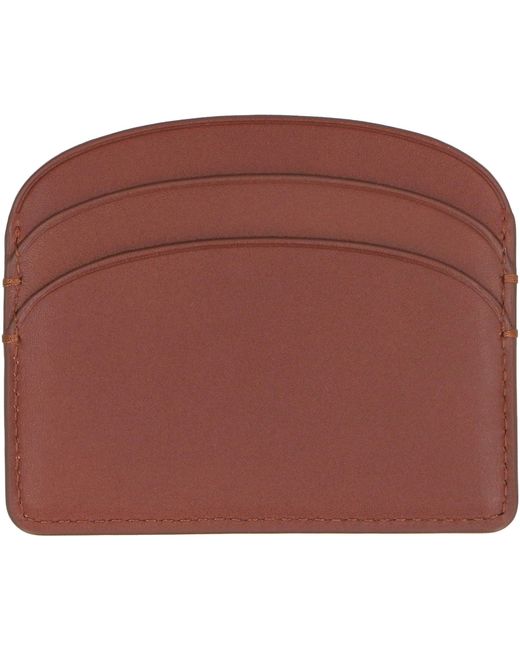 A.P.C. Red Logo Detail Leather Card Holder