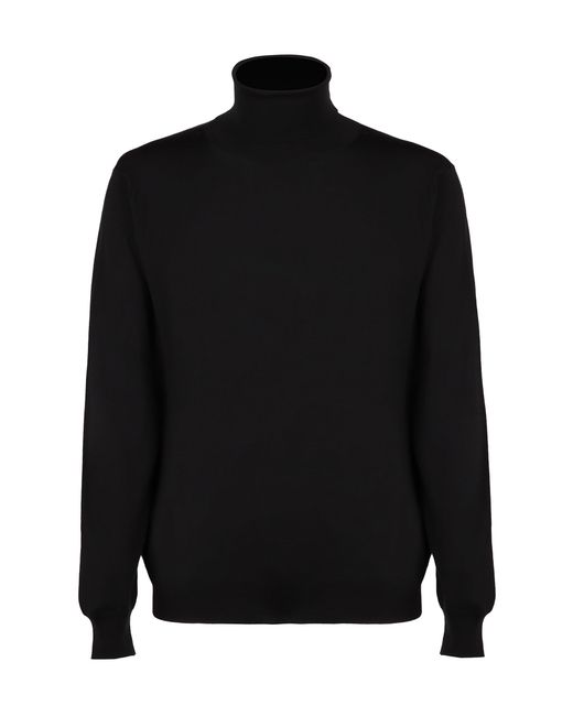 Kiton Black Knitted Turtleneck Jumper for men