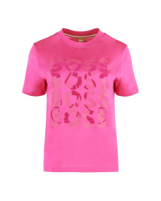 Boss Pink Cotton Crew-neck T-shirt
