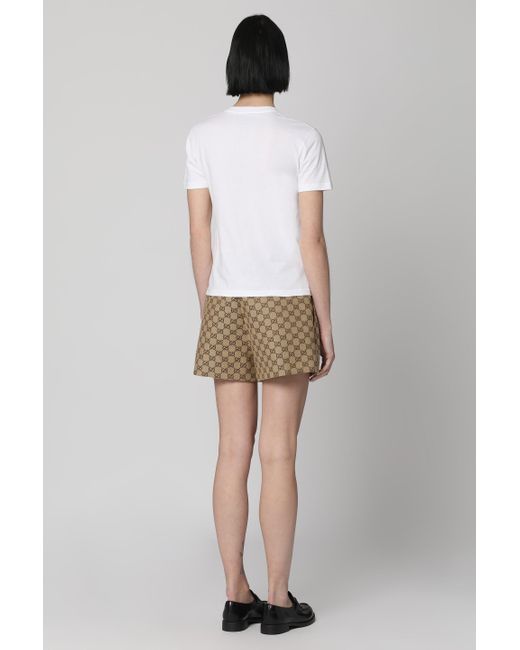 Gucci Natural Gg Motif Fabric Shorts