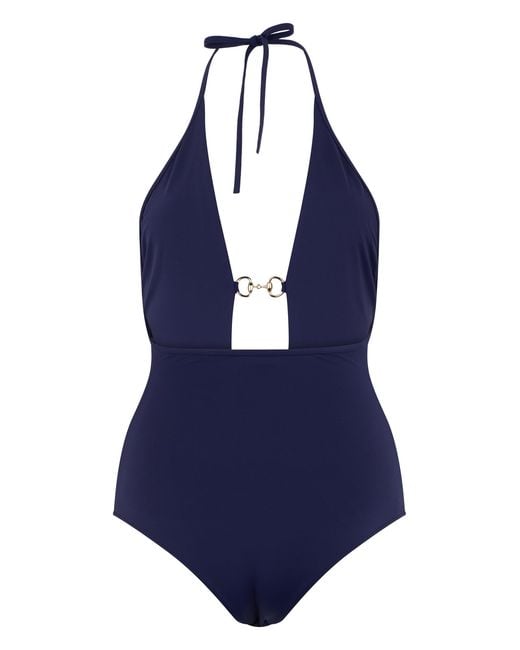 Gucci Blue Elegant One-Piece Swimsuit With Ties