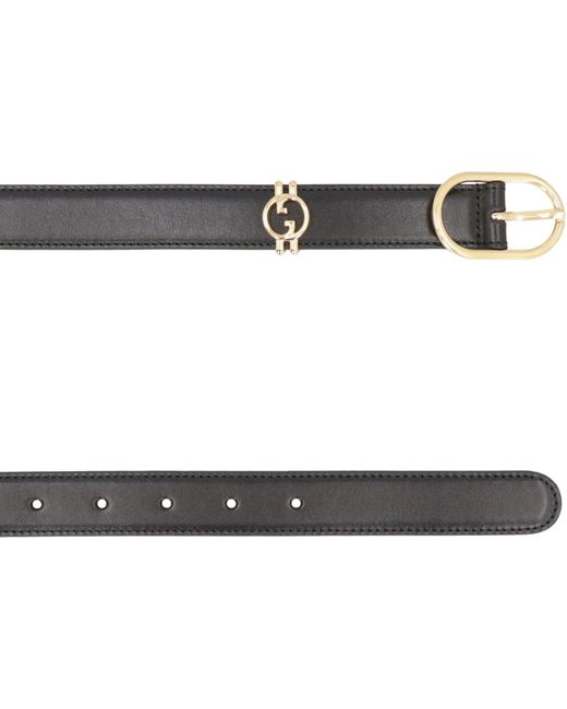 Gucci black leather belt with double g buckle clearance