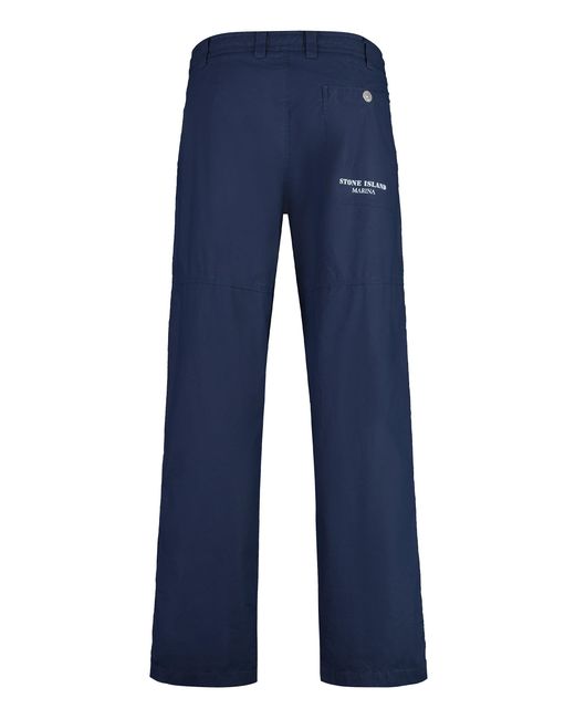 Stone Island Blue Cotton Trousers for men