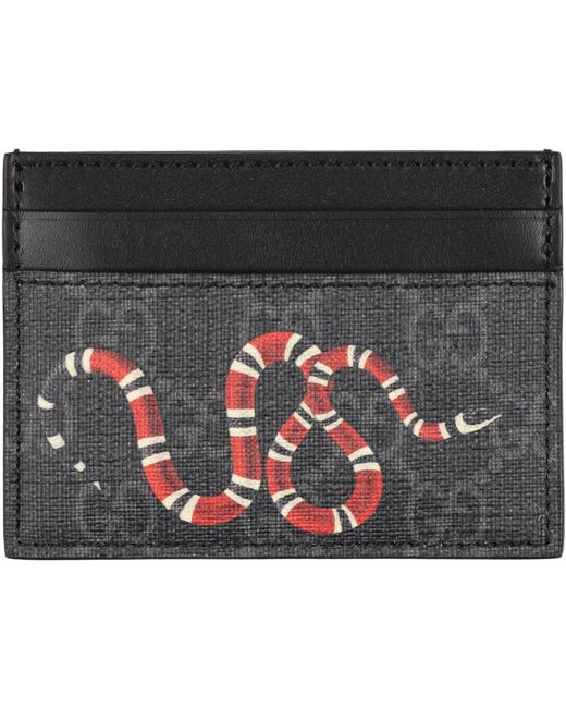 Gucci Black Grey gg Supreme Kingsnake Card Holder for men