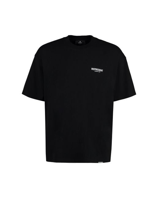 Represent Black Logo Cotton T-shirt for men