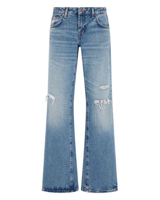 7 For All Mankind Blue Wide-Leg Cotton Jeans