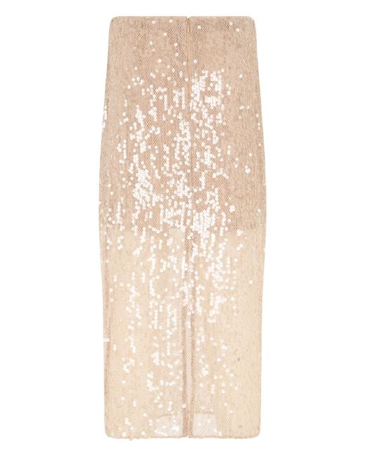 Veronica Beard Natural Midi Skirt With Sequins