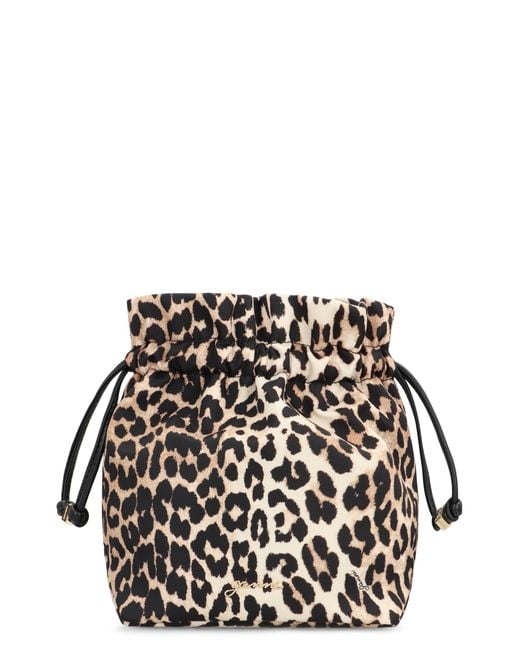 Ganni Black Bucket Bag Bou Printed