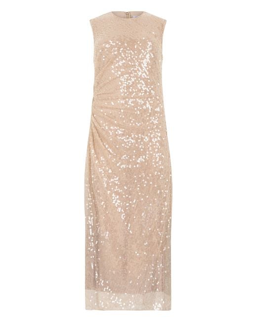 Veronica Beard Natural Midi Dress With Sequins