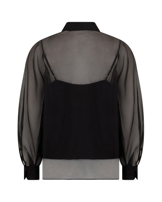 Max Mara Black Silk Chiffon Blouse