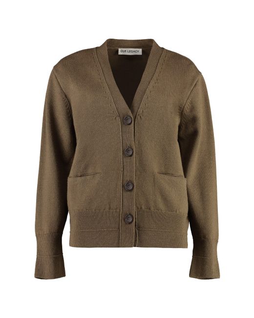 Our Legacy Green Compressed Merino Wool Cardigan