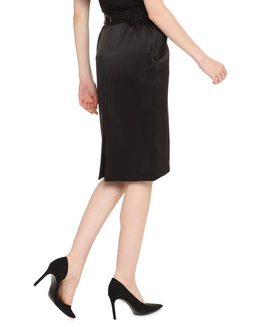 Saint Laurent Black Silk Crepe Skirt
