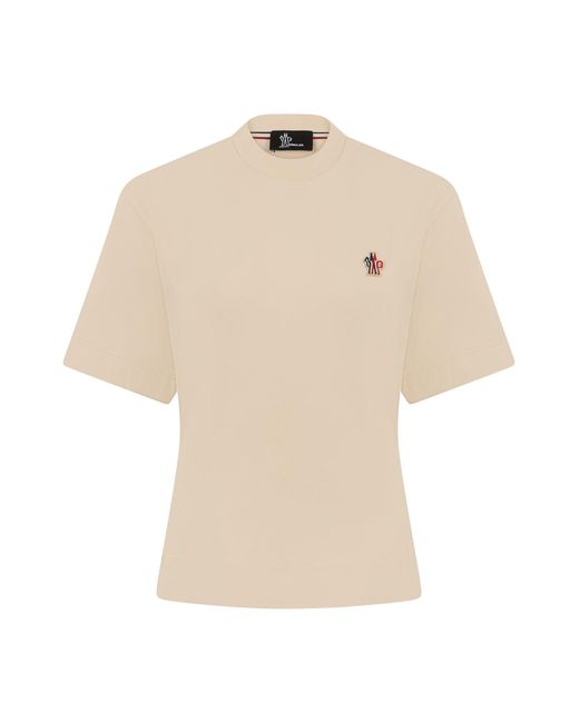 Moncler Natural Cotton T-Shirt With Short Sleeves