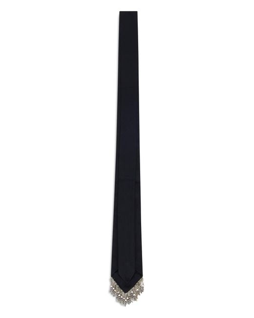 Pinko Black Tie With Fringes And Beads