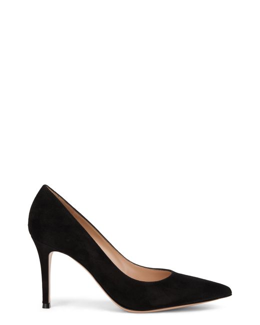 Gianvito Rossi Black Suede Décolleté With Elegant Heel