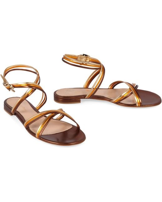 Gianvito Rossi Brown Leather Flat Sandals