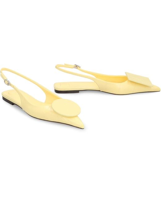 Jacquemus Yellow Duelo Leather Slingback Pumps