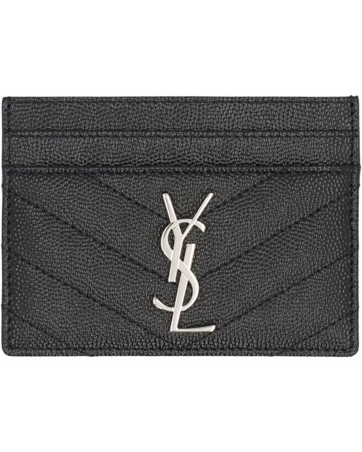 Saint Laurent Gray Cassandre Leather Card Holder