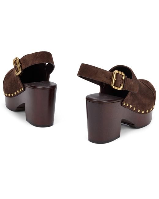 Chloé Brown Clogs With Studs And Platform