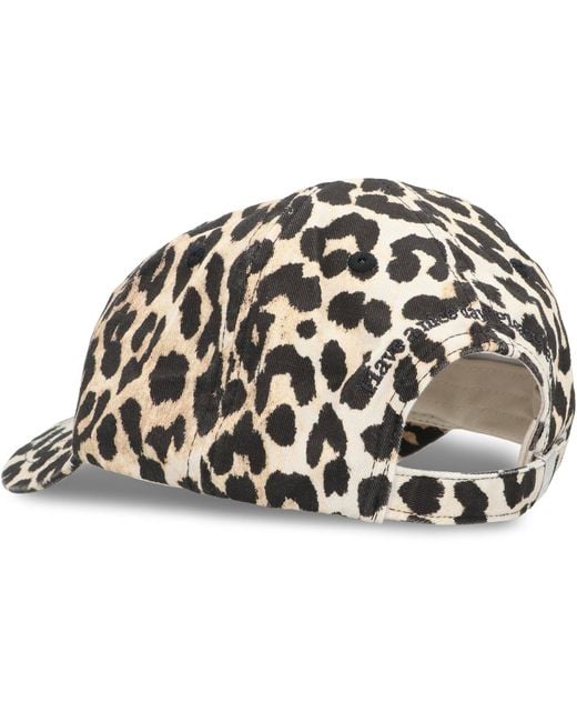 Ganni Black Leopard Print Cap