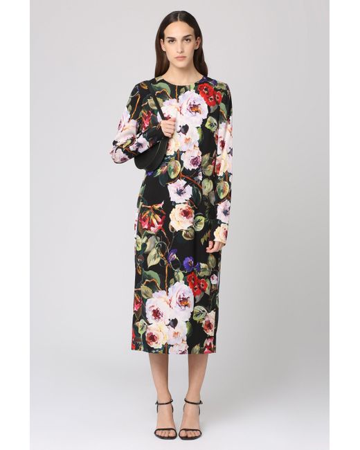 Dolce & Gabbana Black Printed Silk Dress