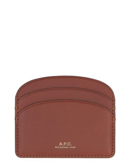 A.P.C. Red Logo Detail Leather Card Holder