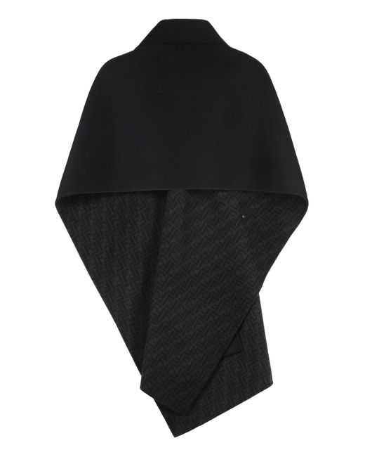 Fendi Black Wool Cape