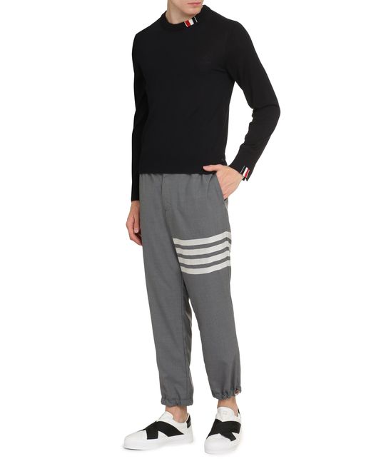 Thom Browne Black Virgin Wool Crew-Neck Sweater for men