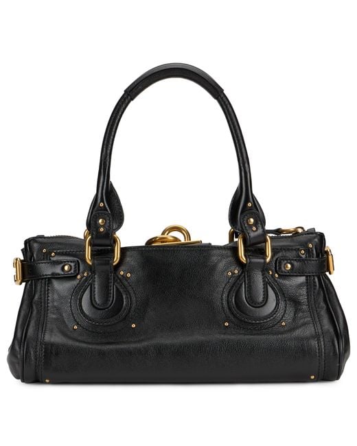 Chloé Black Elegant Leather Bag With Golden Details