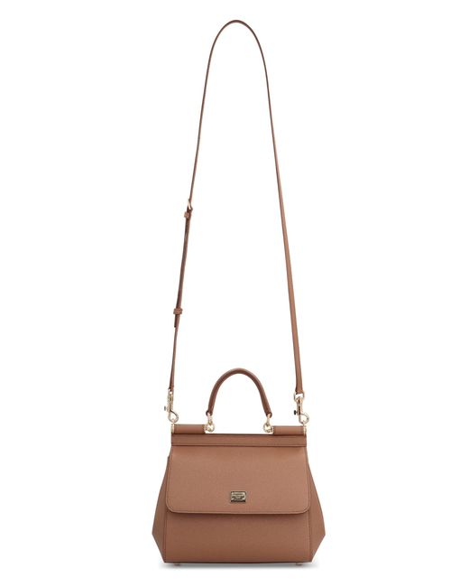 Dolce & Gabbana Brown Sicily Media Leather Handbag