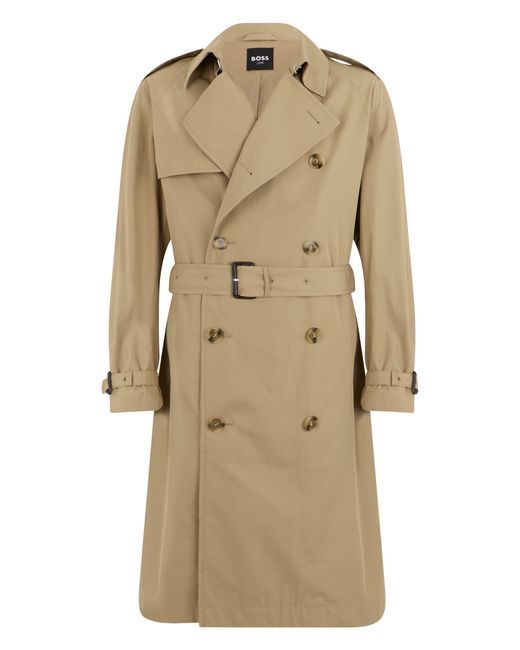 Boss Natural Double-Breasted Trench Coat With Waist Belt for men