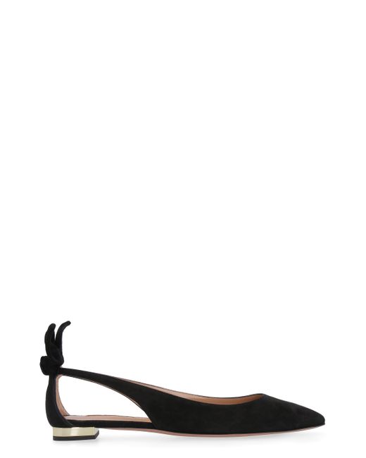 aquazzura bow tie cutout suede ballet flats