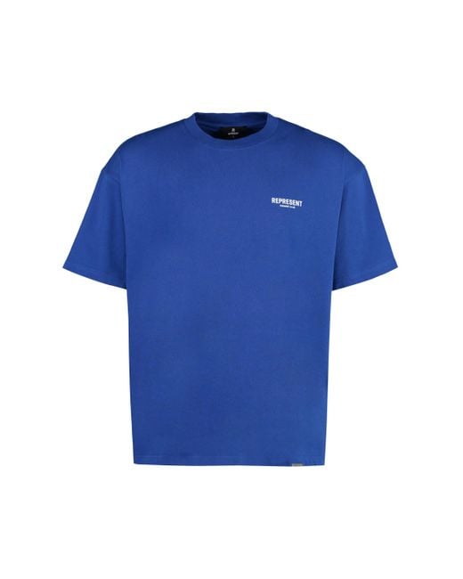 Represent Blue Logo Cotton T-shirt for men