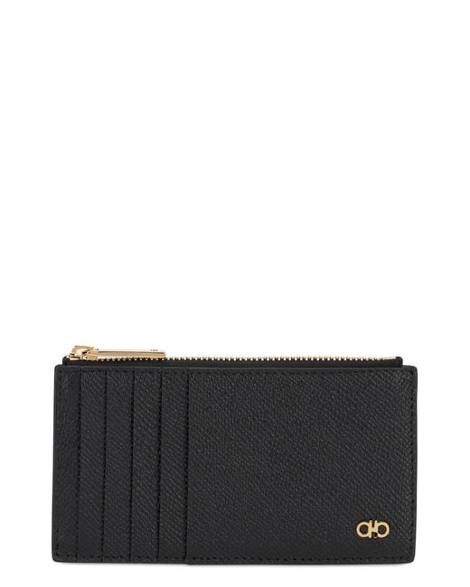 Ferragamo Gray Card Holder Gancini for men