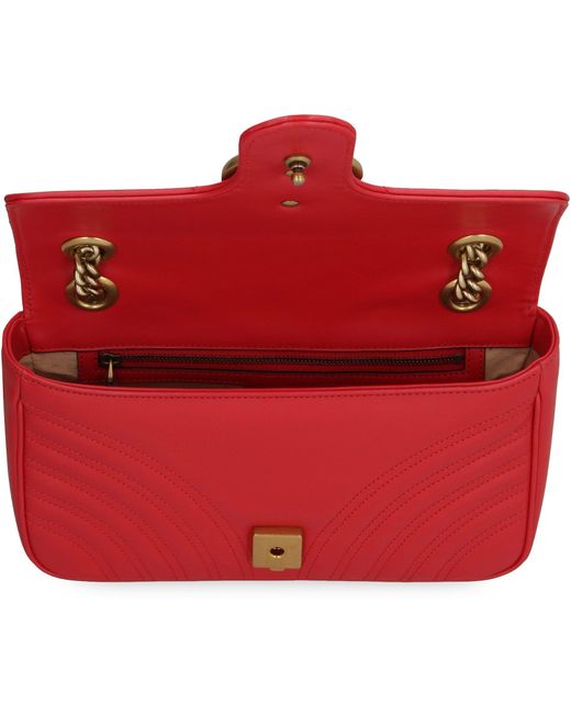 Gucci Red GG Marmont Leather Shoulder Bag