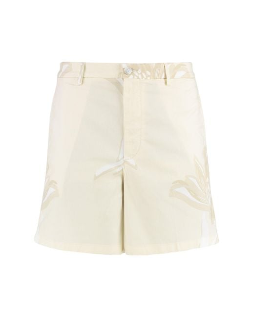 Boss White Cotton Bermuda Shorts for men