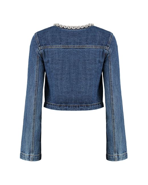 Giacca in denim con cristalli di Self-Portrait in Blue