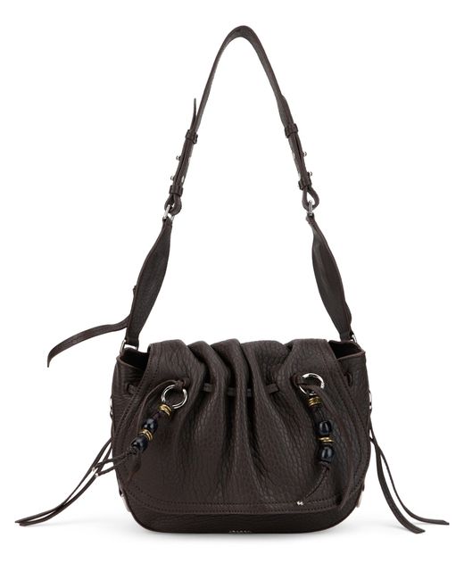 Isabel Marant Black Leather Shoulder Bag With Cord Closure And Long Handle 26 X 24 X 15 Cm