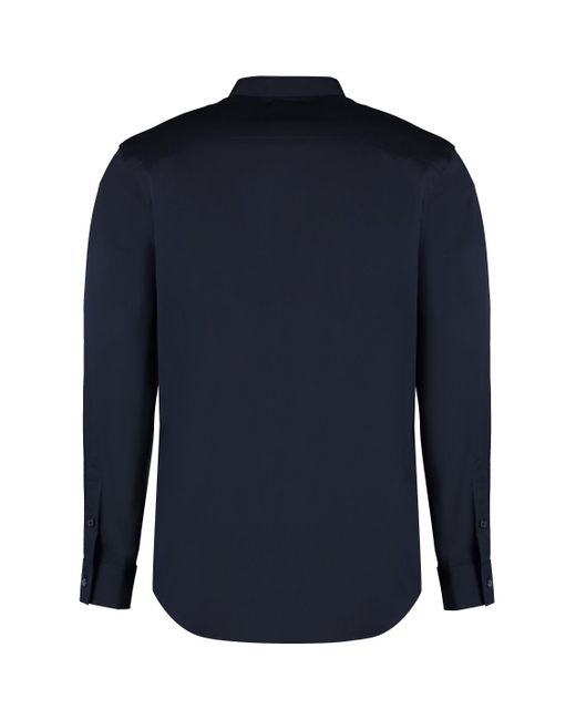 Burberry Blue Stretch Cotton Shirt for men