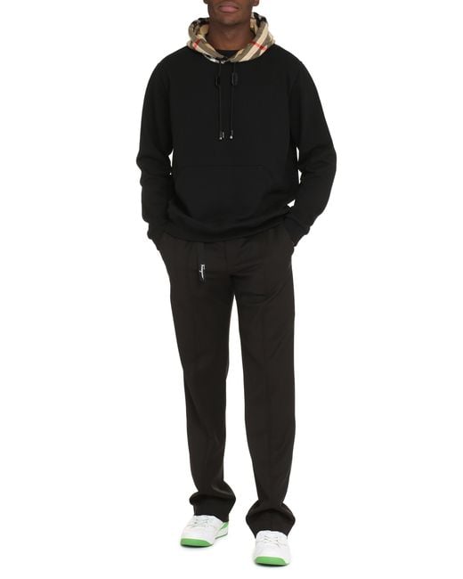 Burberry Blue Check Hood Organic Cotton Hoodie for men