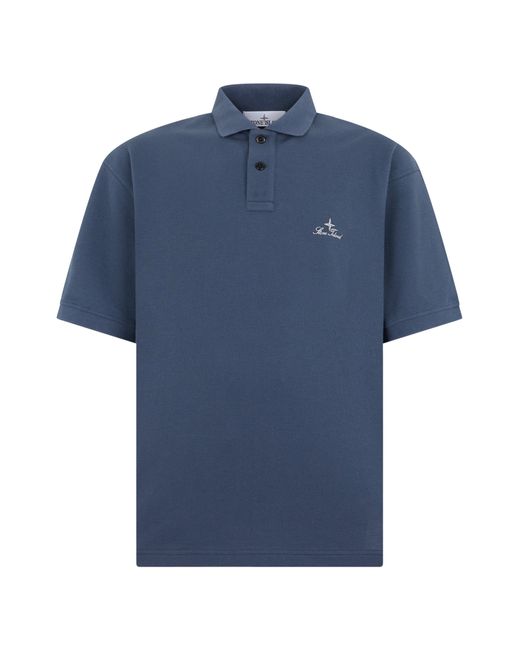 Stone Island Blue Short-Sleeved Polo for men